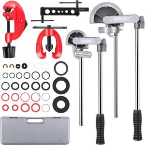 DNA Motoring TOOLS-00106 High-Leverage Ratchet Cutter, 1/8-7/8 Inches, PVC Pipe Cutter w/Stainless Steel Blades(Flaring Tools Kit)