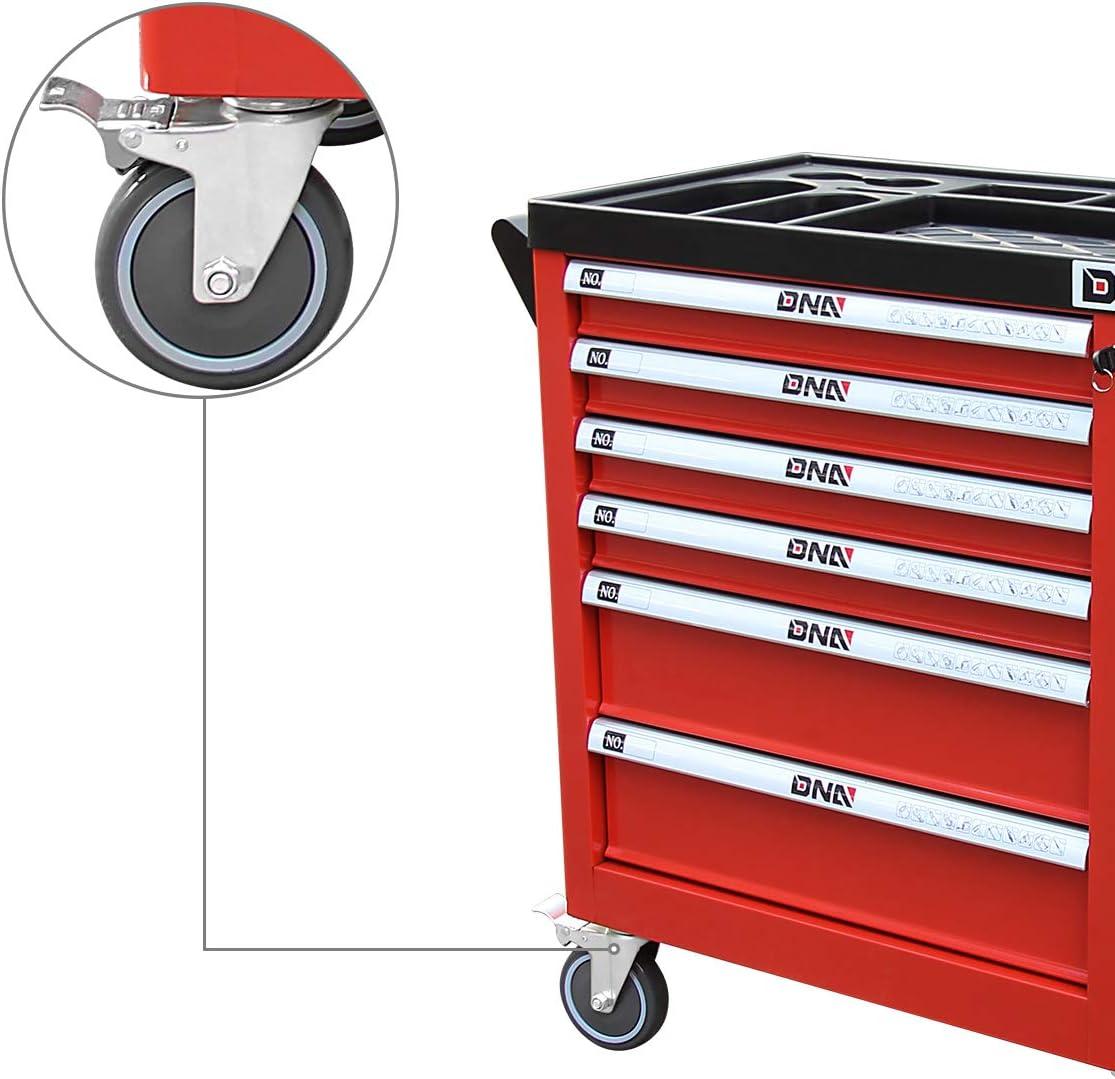 imageDNA MOTORING 305quot W X 36quot H X 18quotD Heavy Duty Lockable Slide Tool 6Drawer Chest Rolling Tool Cart Cabinet TOOLS00002 with Keys Red