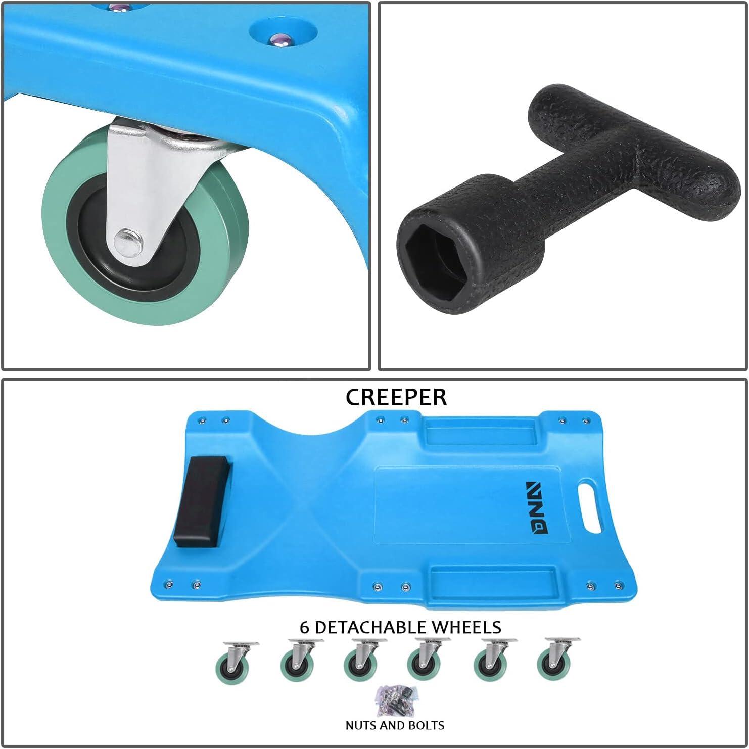 imageDNA MOTORING 36quot L X 17quot W x 425quot H Vehicle Repair Low Profile Automotive Creeper wPadded Headrest Red TOOLS00201Blue