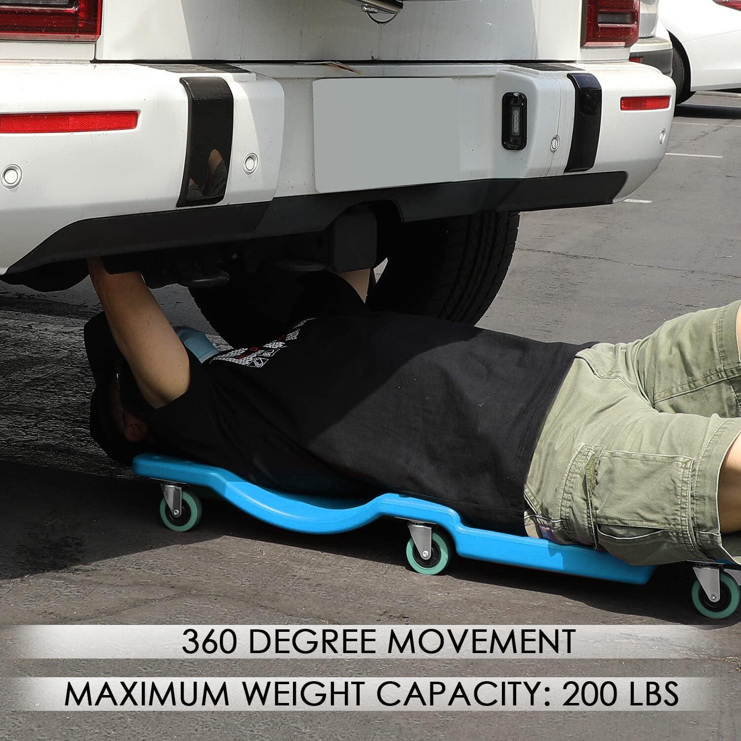 imageDNA MOTORING 36quot L X 17quot W x 425quot H Vehicle Repair Low Profile Automotive Creeper wPadded Headrest Red TOOLS00201Blue