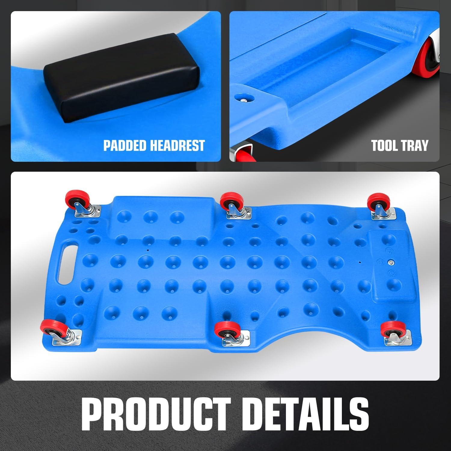 imageDNA MOTORING 36quot L X 17quot W x 425quot H Vehicle Repair Low Profile Automotive Creeper wPadded Headrest Red TOOLS00201Blue