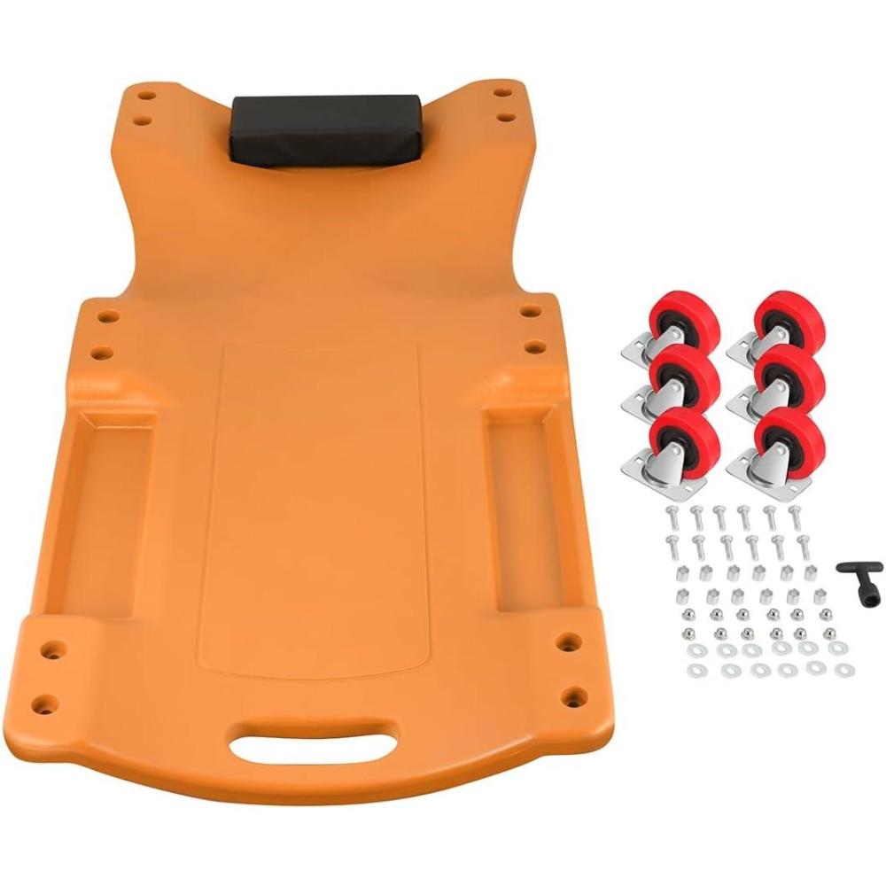imageDNA MOTORING 36quot L X 17quot W x 425quot H Vehicle Repair Low Profile Automotive Creeper wPadded Headrest Red TOOLS00201Orange