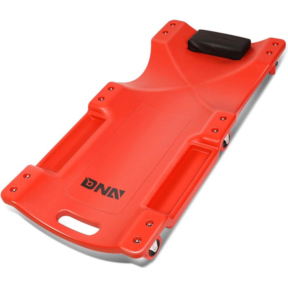 imageDNA MOTORING 36quot L X 17quot W x 425quot H Vehicle Repair Low Profile Automotive Creeper wPadded Headrest Red TOOLS00201Red Wheel 36 Inches