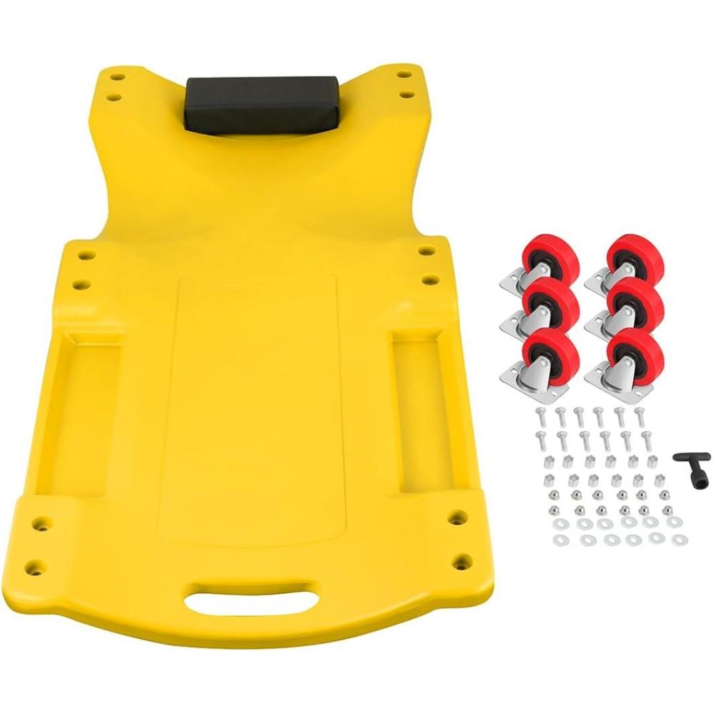 imageDNA MOTORING 36quot L X 17quot W x 425quot H Vehicle Repair Low Profile Automotive Creeper wPadded Headrest Red TOOLS00201Yellow