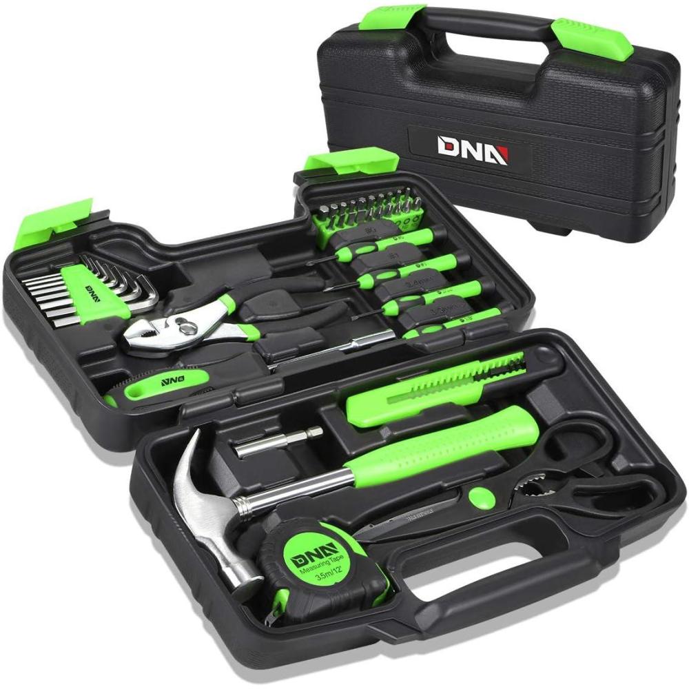 imageDNA MOTORING 39Piece Household Tool Set General Repair Small Hand Tool Kit Storage Case for Home Garage Office College Dormitory Use Green TOOLS00010Green