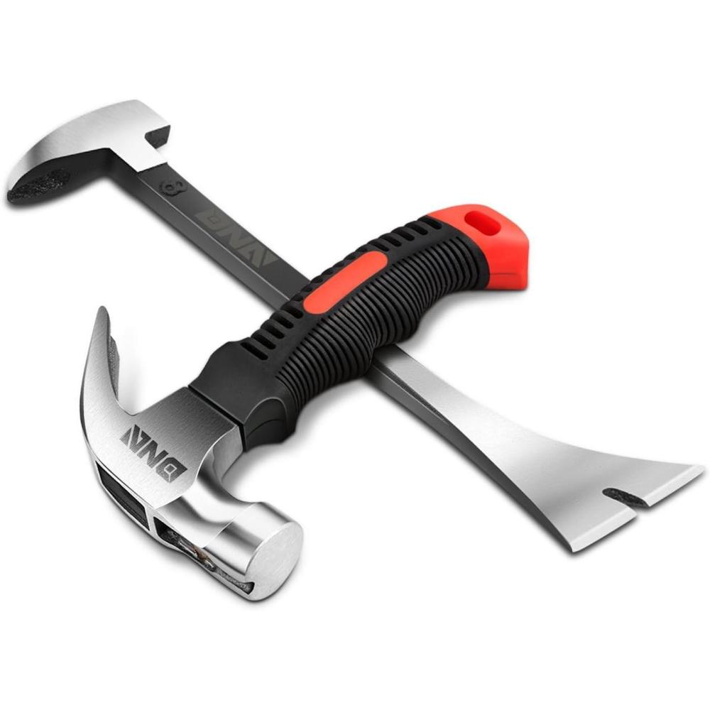 imageDNA MOTORING 65quot Small Hammer Compact Fiberglass Handle Hammer ampamp 8quot Multipurpose Pry Bar with Holster Claw Hammer Mini hammer Hammer Set RedBlack TOOLS00081