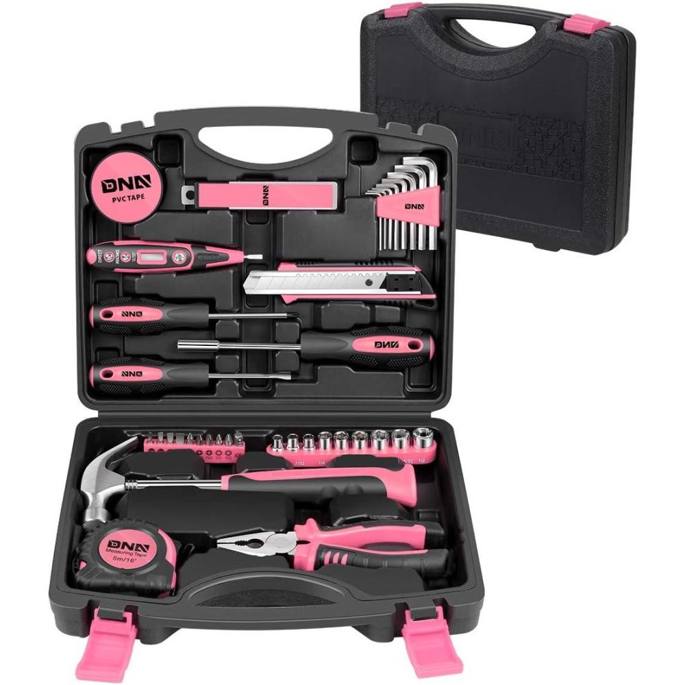 imageDNA MOTORING Green 46 PCs Home Tool Set Electonic Repair Precision Screwdriver Voltage Tester Hammer Plier DIY Kit TOOLS00015Pink