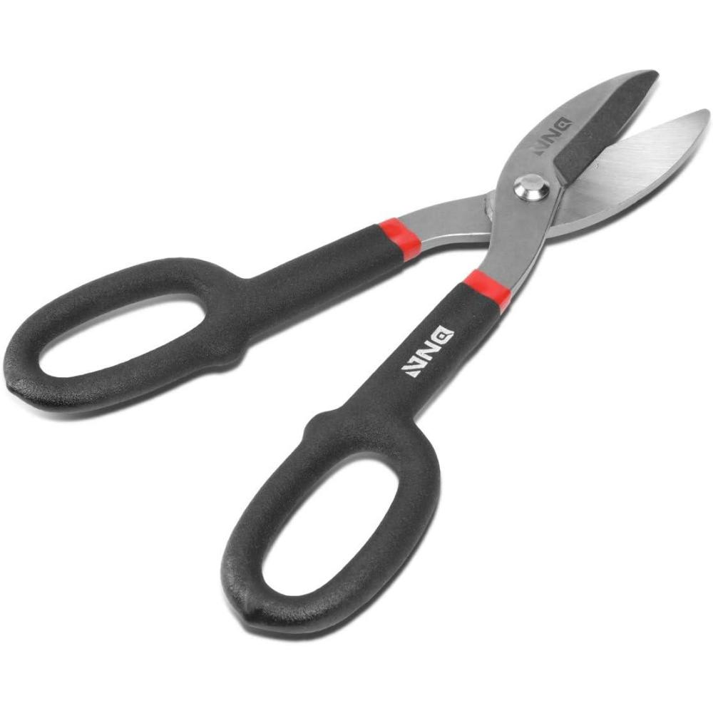 imageDNA MOTORING TOOLS00111 3 Piece Aviation Tin Snip Tool Set 10quot Serrated Jaws Includes Straight Left and Right Cut Heavy Duty High Carbon Alloy Steel Multipurpose 1 Set MulticolorFlat Blade Straight Tin Snip