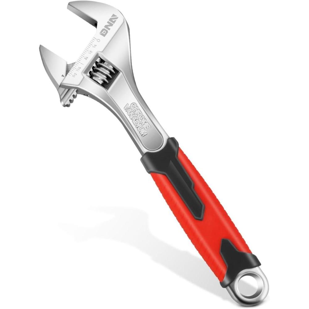 imageDNA Motoring TOOLS00048 Adjustable Wrench Spanner  1 Pair 6 ampamp 10 Inch Vanadium Steel Automotive Repair Tool wFourSided Jaws and Rubber Grip12 inches single