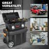 DNA MOTORING 2-Tier Stackable Separate Hand Case Tool Boxes Trolley, 35.4″L x 11.8″W x 23.6″H (TOOLS-00004)(Black)