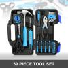 DNA MOTORING 39-Piece Household Tool Set General Repair Small Hand Tool Kit Storage Case for Home Garage Office College Dormitory Use, Green, TOOLS-00010(Blue)