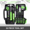 DNA MOTORING 39-Piece Household Tool Set General Repair Small Hand Tool Kit Storage Case for Home Garage Office College Dormitory Use, Green, TOOLS-00010(Green)
