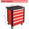 DNA MOTORING 5-Drawer Rolling Tools Chest, Rolling Tool Storage Cabinet, Mechanic Tool Cart, Trolley Organizer for Garage, Warehouse, Workshop, w/ Keys, Red, Upgrade Package, TOOLS-00001(7-Drawer Chest)