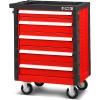 DNA MOTORING 5-Drawer Rolling Tools Chest, Rolling Tool Storage Cabinet, Mechanic Tool Cart, Trolley Organizer for Garage, Warehouse, Workshop, w/ Keys, Red, Upgrade Package, TOOLS-00001(7-Drawer Chest)
