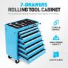 DNA MOTORING 5-Drawer Rolling Tools Chest, Rolling Tool Storage Cabinet, Mechanic Tool Cart, Trolley Organizer for Garage, Warehouse, Workshop, w/ Keys, Red, Upgrade Package, TOOLS-00001(7-Drawer Chest Blue)