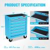 DNA MOTORING 5-Drawer Rolling Tools Chest, Rolling Tool Storage Cabinet, Mechanic Tool Cart, Trolley Organizer for Garage, Warehouse, Workshop, w/ Keys, Red, Upgrade Package, TOOLS-00001(7-Drawer Chest Blue)