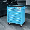 DNA MOTORING 5-Drawer Rolling Tools Chest, Rolling Tool Storage Cabinet, Mechanic Tool Cart, Trolley Organizer for Garage, Warehouse, Workshop, w/ Keys, Red, Upgrade Package, TOOLS-00001(7-Drawer Chest Blue)