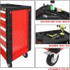 DNA MOTORING 5-Drawer Rolling Tools Chest, Rolling Tool Storage Cabinet, Mechanic Tool Cart, Trolley Organizer for Garage, Warehouse, Workshop, w/ Keys, Red, Upgrade Package, TOOLS-00001(7-Drawer Chest)