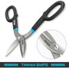 DNA MOTORING TOOLS-00111 3 Piece Aviation Tin Snip Tool Set, 10″ Serrated Jaws, Includes Straight, Left, and Right Cut, Heavy Duty High Carbon Alloy Steel, Multipurpose, 1 Set, Multicolor(Shears black/blue)