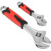 DNA Motoring TOOLS-00048 Adjustable Wrench Spanner – [1 Pair] 6 & 10 Inch, Vanadium Steel Automotive Repair Tool w/Four-Sided Jaws and Rubber Grip(6+10 inches (pair))
