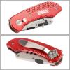 DNA Motoring TOOLS-00085 Pocket Folding Knife – Silver, Red, Aluminum Utility Knife w/ 10 Quick Change Replacement Blades