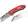 DNA Motoring TOOLS-00085 Pocket Folding Knife – Silver, Red, Aluminum Utility Knife w/ 10 Quick Change Replacement Blades