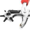 DNA Motoring TOOLS-00126 Revolving Leather Hole Punch Tool, Six Hollow Bell Punches Coated Steel Perfect for Belts or Leather Material, 2mm-5mm, 1 Hole Punch, Red/Black(Red)