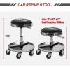DNA Motoring TOOLS-00198 Adjustable Height Mechanics Roller Seat Creeper Stool With Padded Cushion, Tool Storage Drawer & Tray, 350 Lbs Max Weight Capacity(Black Chrome)