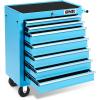 DNA MOTORING 5-Drawer Rolling Tools Chest, Rolling Tool Storage Cabinet, Mechanic Tool Cart, Trolley Organizer for Garage, Warehouse, Workshop, w/ Keys, Red, Upgrade Package, TOOLS-00001(7-Drawer Chest Blue)