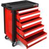 DNA MOTORING 5-Drawer Rolling Tools Chest, Rolling Tool Storage Cabinet, Mechanic Tool Cart, Trolley Organizer for Garage, Warehouse, Workshop, w/ Keys, Red, Upgrade Package, TOOLS-00001(7-Drawer Chest)
