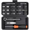 DNA Motoring TOOLS-88888 20 Piece Auto Repair Tool Set, Includes Screwdriver, Hex Socket, Ratchet Hand Tools, Perfect for Headlight Replacement and Headlight Installation, 1 Kit, Orange