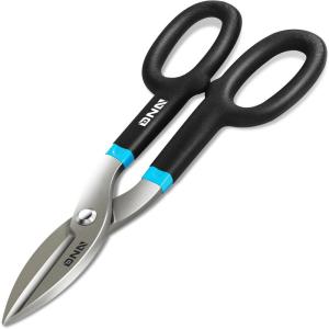 DNA MOTORING TOOLS-00111 3 Piece Aviation Tin Snip Tool Set, 10″ Serrated Jaws, Includes Straight, Left, and Right Cut, Heavy Duty High Carbon Alloy Steel, Multipurpose, 1 Set, Multicolor(Shears black/blue)