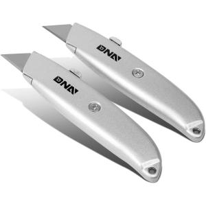 DNA Motoring TOOLS-00087 Retractable Knife – Aluminum Cutting Tool w/ 3 Position Retractable Blade, Glossy Finish