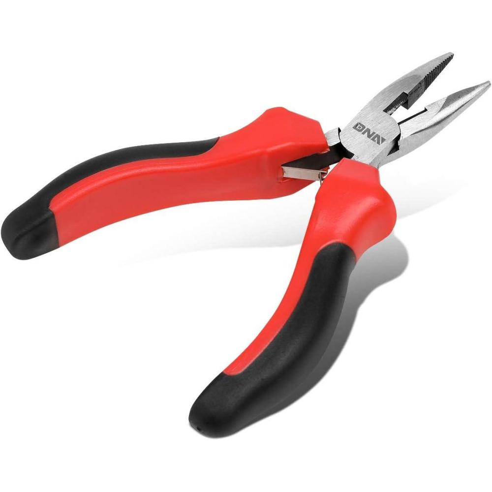 imageDNA Motoring TOOLS00075 8quot NeedleNose PliersWire Cutter NonSlip Comfort Grip Chrome Vanadium Steel 1 Plier RedBlack434 Needle Nose Plier
