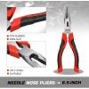 DNA Motoring TOOLS-00068 6.5 inch Needle Nose Plier – Alloy Steel, Interlocking Spring Wire Cutting Plier w/Non-Slip Handle(6.5in Needle Nose Plier)