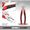 DNA Motoring TOOLS-00068 6.5 inch Needle Nose Plier – Alloy Steel, Interlocking Spring Wire Cutting Plier w/Non-Slip Handle(8in Linesman Pliers)