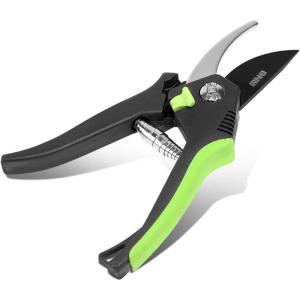 DNA Motoring TOOLS-00113 Green Bypass Garden Pruner – 7 in., Heavy Duty Plant Cutter Tool w/Steel Thumb Lock, Blade Lock